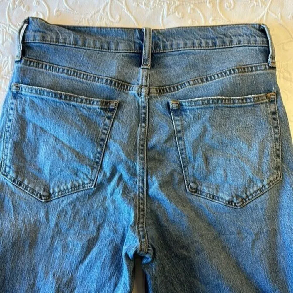 J. Crew High Rise Flare Crop Distressed‎ Women's Blue Jeans Size 26